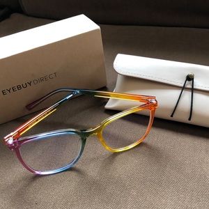 EyeBuyDirect Optimist Computer/blue light Glasses-Rainbow w/case New in Box